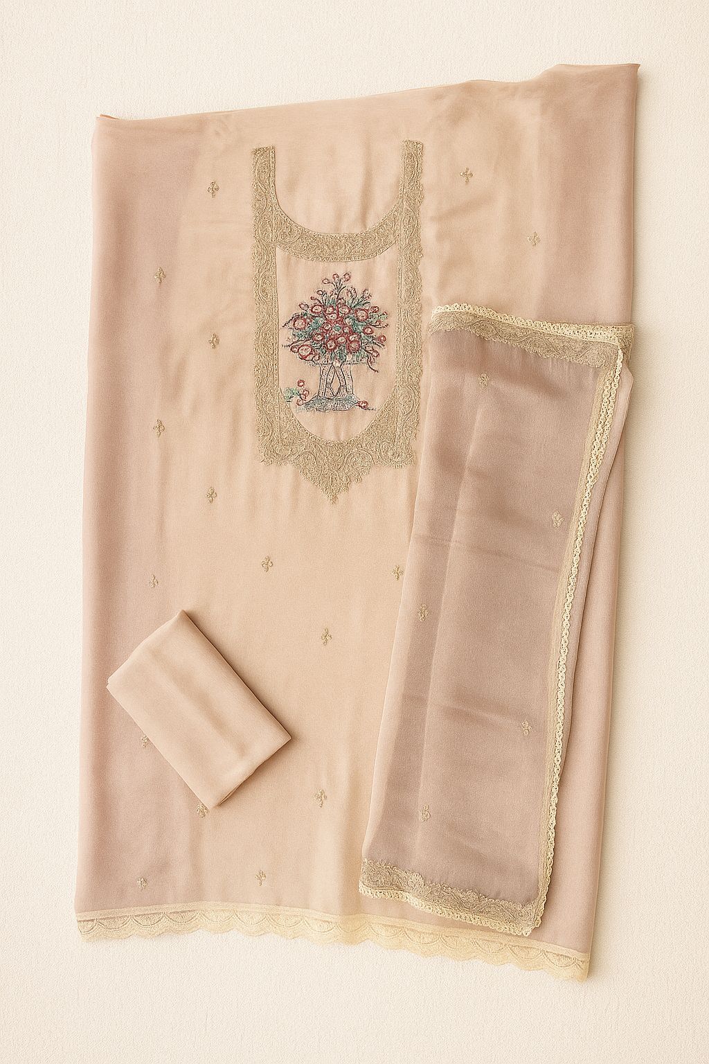 Nazia Touch - Blush Pink Unstitched Suit-Aaroha Living