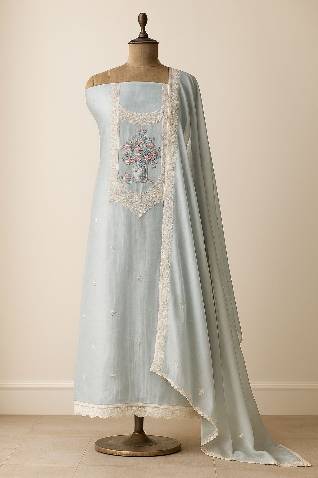 Nazia Touch - Pastel Blue Unstitched Suit-Aaroha Living