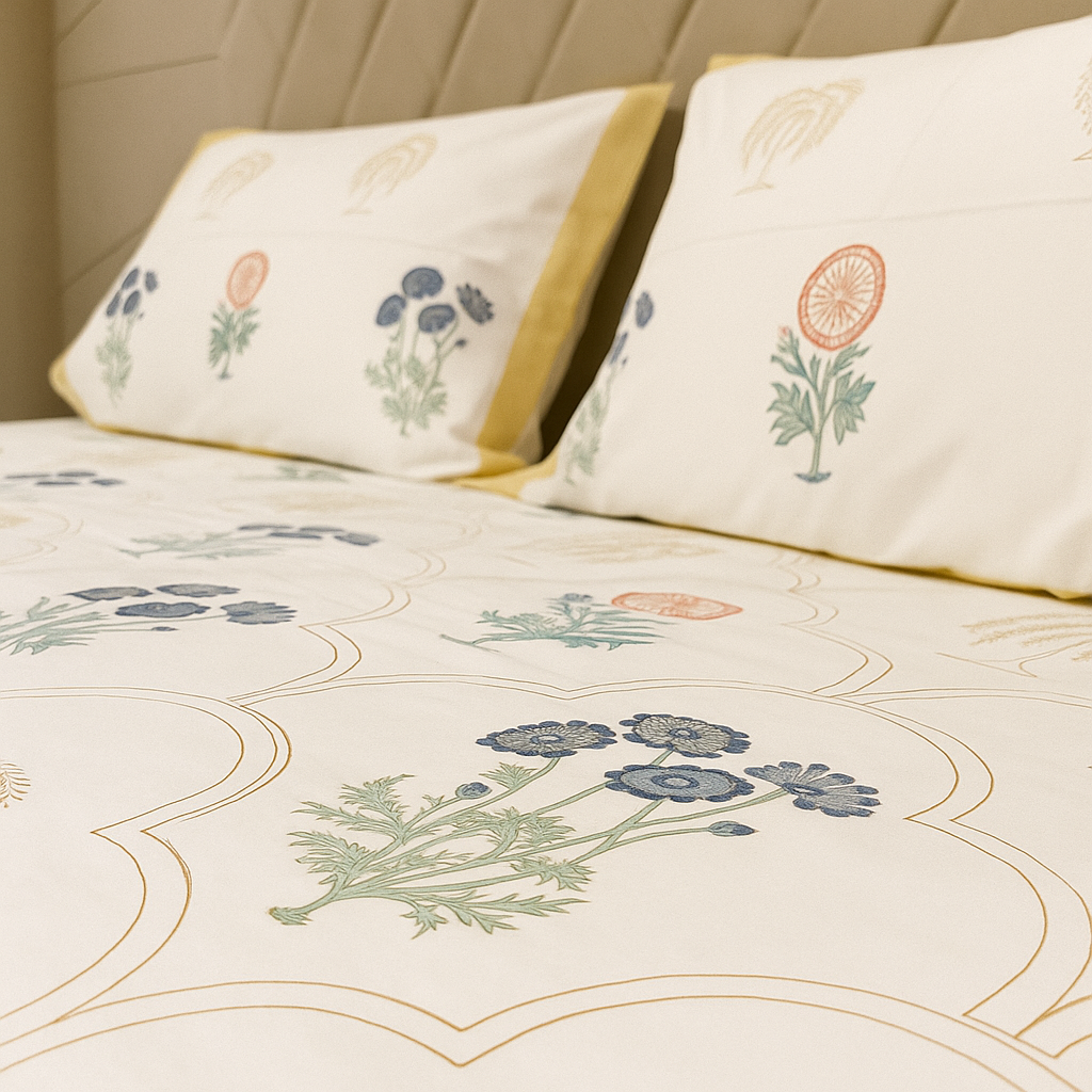 Cotton Block Print Bedsheet-Aaroha Living