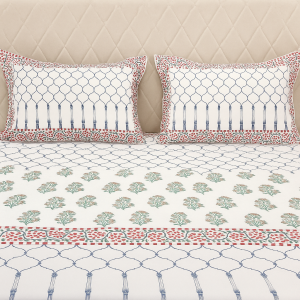 Cotton Block Print Bedsheet-Aaroha Living
