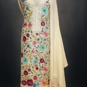 "Bloom Royale" – White Embroidered Organza Set