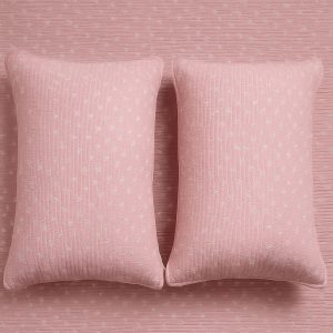 Blush Pink Quilted Bedcover with Petite White Floral Print-Aaroha Living