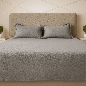 Feather Grey Frill Bedcover-Aaroha Living