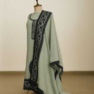 Kaari Aabroo - Green Muslin Unstitched Suit-Aaroha Living