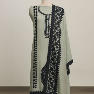 Kaari Aabroo - Green Muslin Unstitched Suit