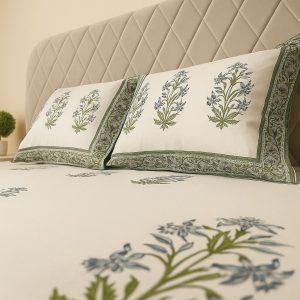 Cotton Block Print Bedsheet-Aaroha Living