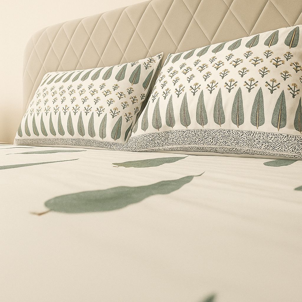 Cotton Block Print Bedsheet-Aaroha Living