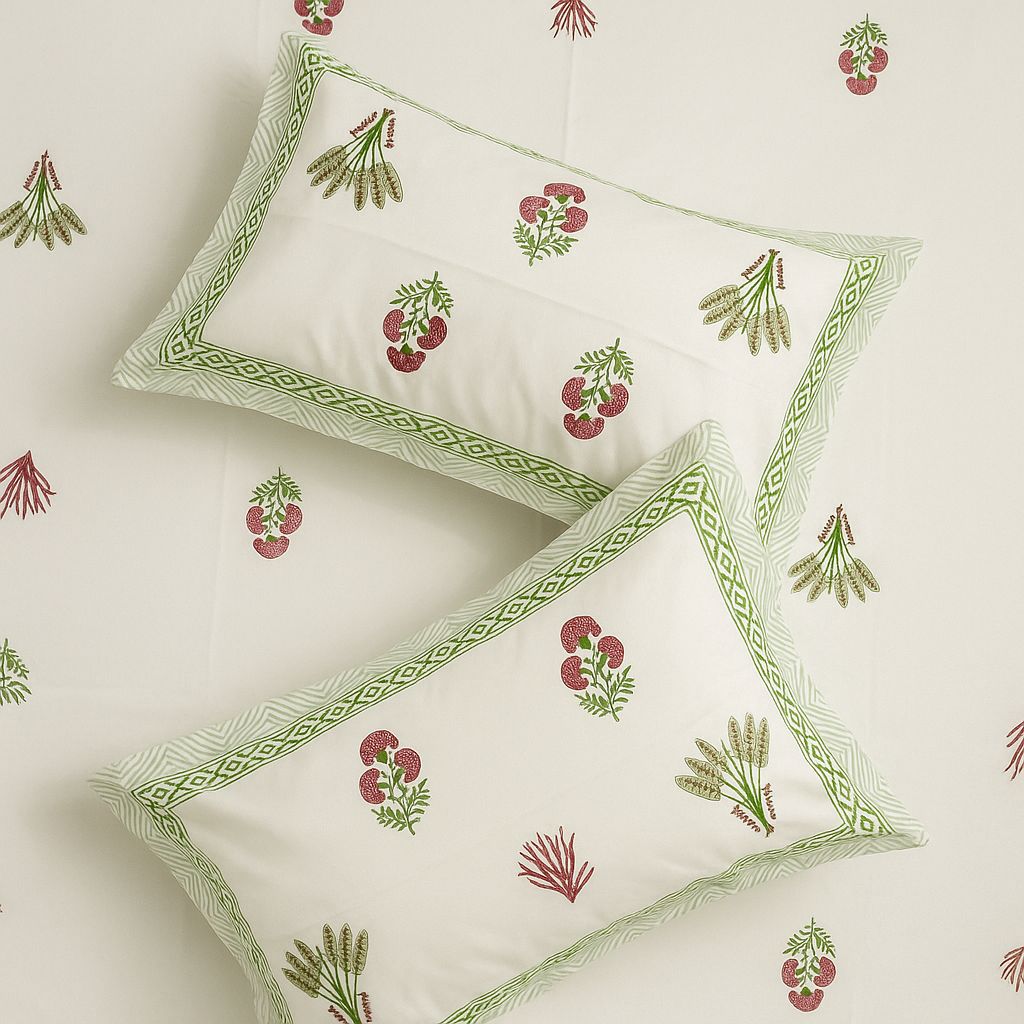 Cotton Block Print Bedsheet-Aaroha Living