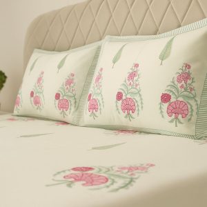 Cotton Block Print Bedsheet-Aaroha Living