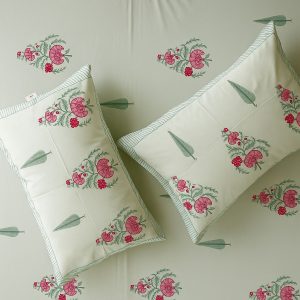 Cotton Block Print Bedsheet-Aaroha Living