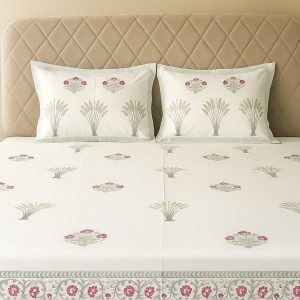 Cotton Block Print Bedsheet-Aaroha Living