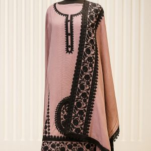 Kaari Aabroo - Pink Muslin Unstitched Suit-Aaroha Living