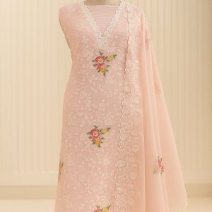 Gulaabo Nazakat - Pink Kota Unstitched Suit-Aaroha Living