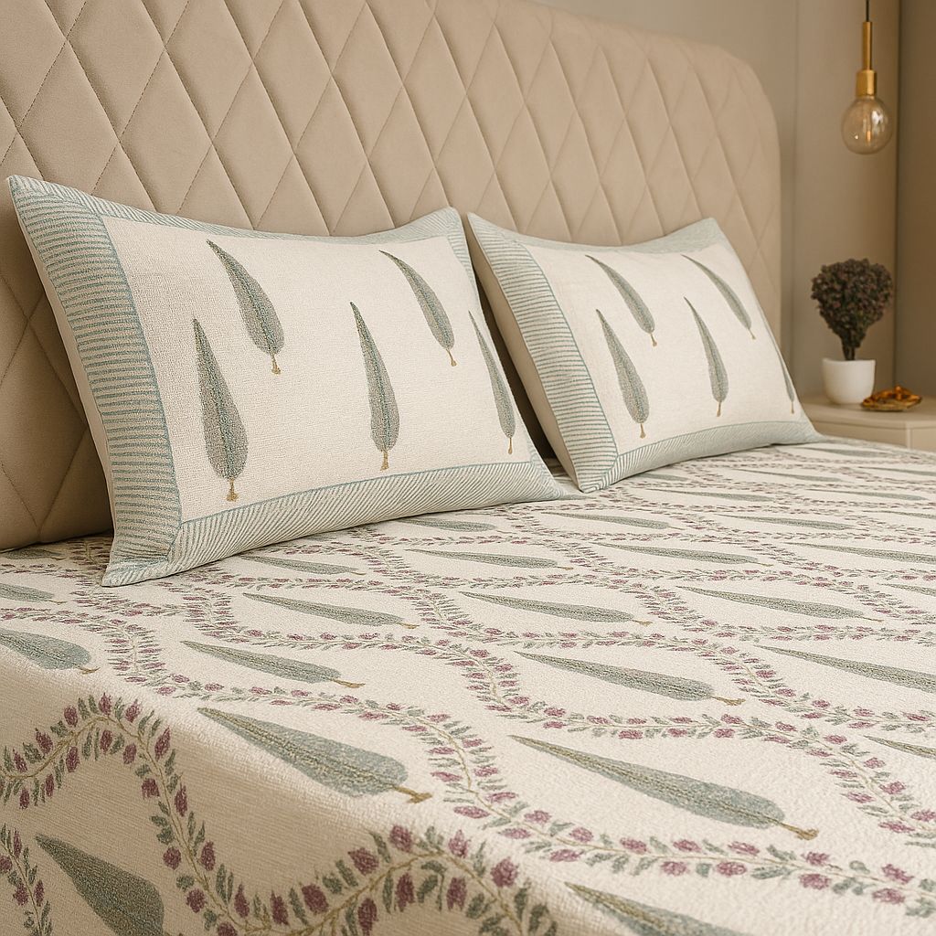 Bageecha Slub Cotton Bedcover-Aaroha Living