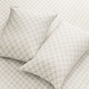 Soft Grey with White Geometric Pattern Quilted Bedcover-Aaroha Living