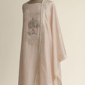 Nazia Touch - Blush Pink Unstitched Suit-Aaroha Living