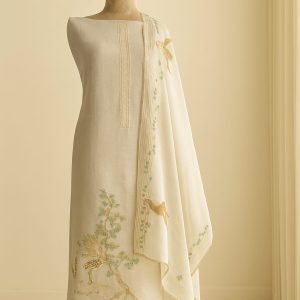 Ivora - Ivory Chanderi Unstitched Suit-Aaroha Living