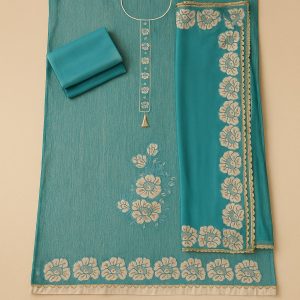 Phool-Sa Nazara - Sky Blue Tissue Unstitched Suit-Aaroha Living