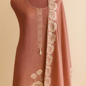 Phool-Sa Nazara - Pink Tissue Unstitched Suit-Aaroha Living