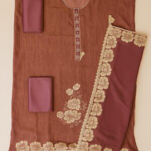 Phool-Sa Nazara - Pink Tissue Unstitched Suit-Aaroha Living