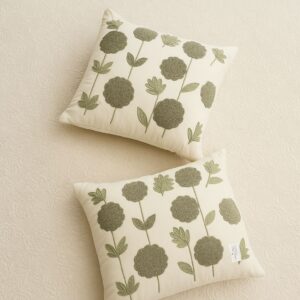 Off White Quilted Bedcover With Towel embroidery flowers-Aaroha Living