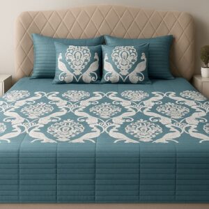 Peacock Royale Quilted Bedcover-Aaroha Living