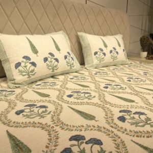 Bageecha Slub Cotton Bedcover-Aaroha Living