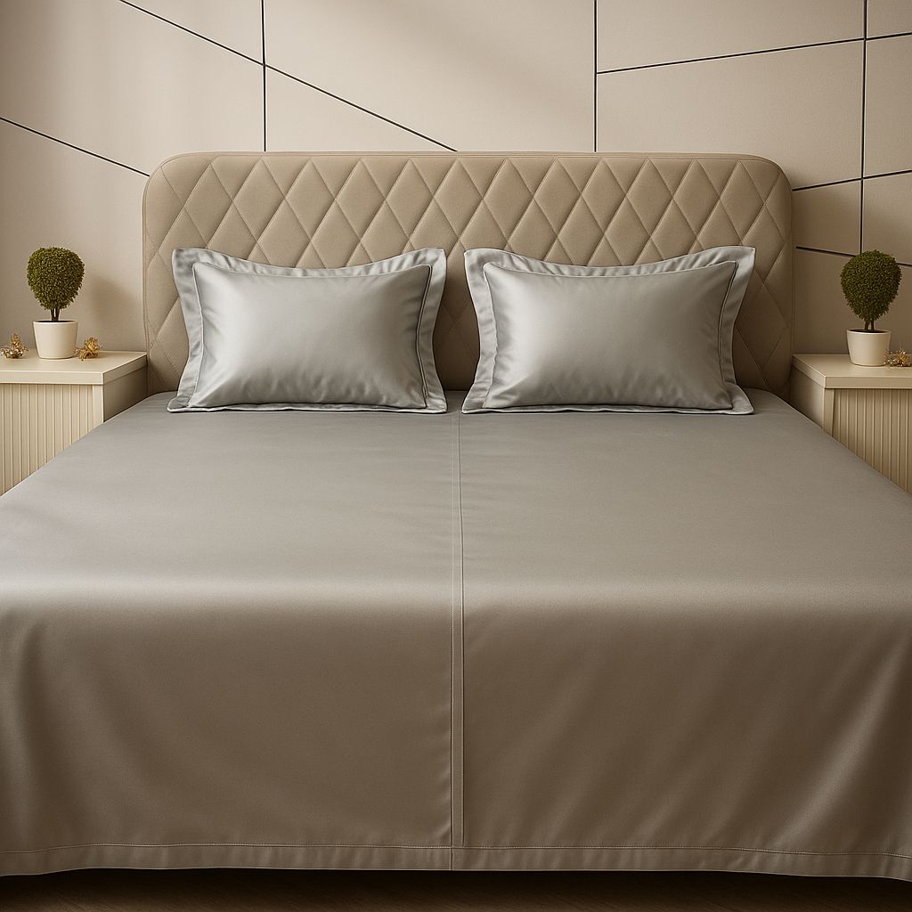 Grey Solid Bedsheet-Aaroha Living