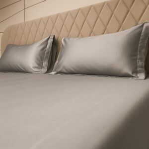 Grey Solid Bedsheet-Aaroha Living