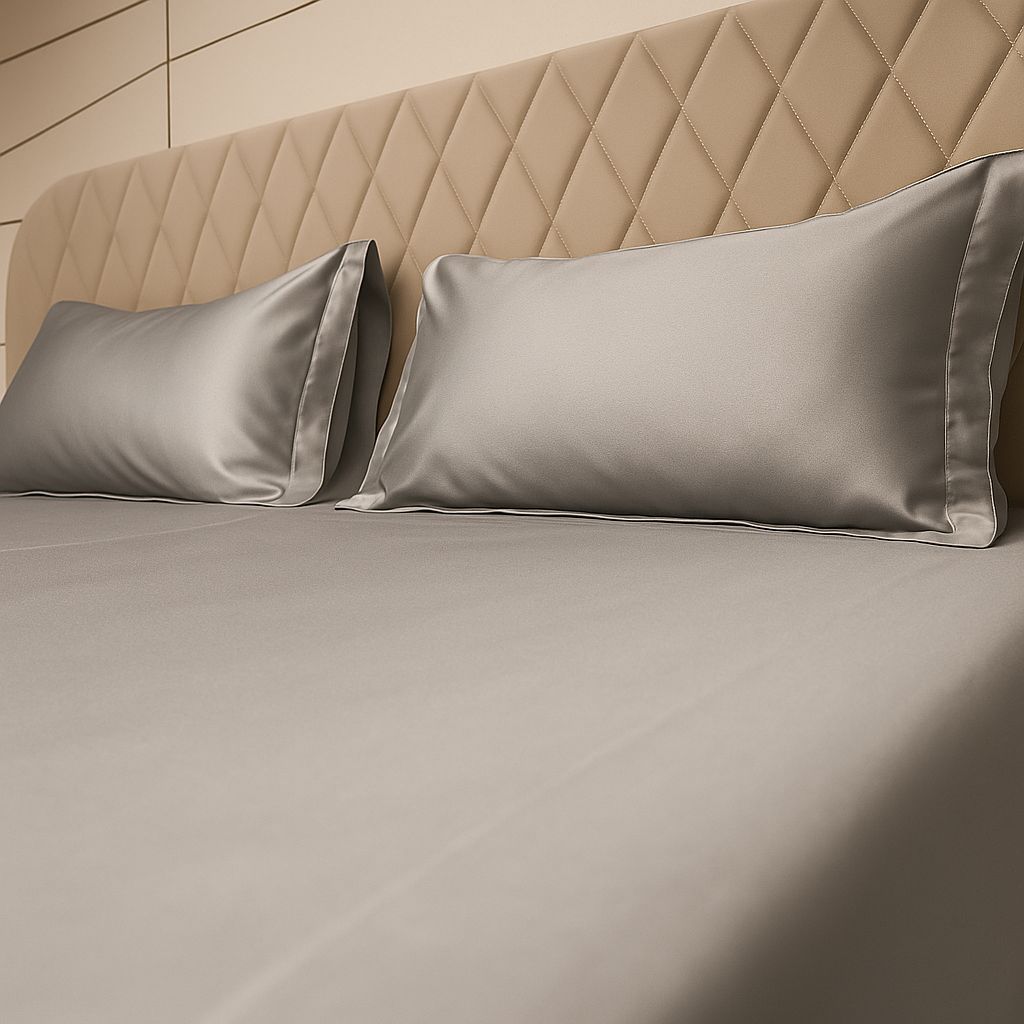 Grey Solid Bedsheet-Aaroha Living