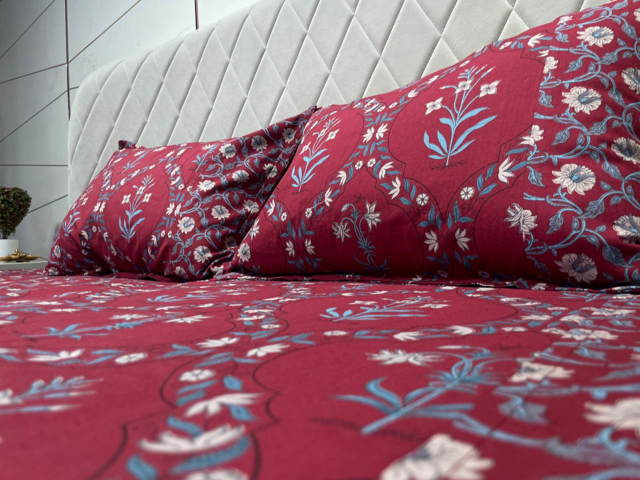 Cotton Block Print Bedsheet-Aaroha Living