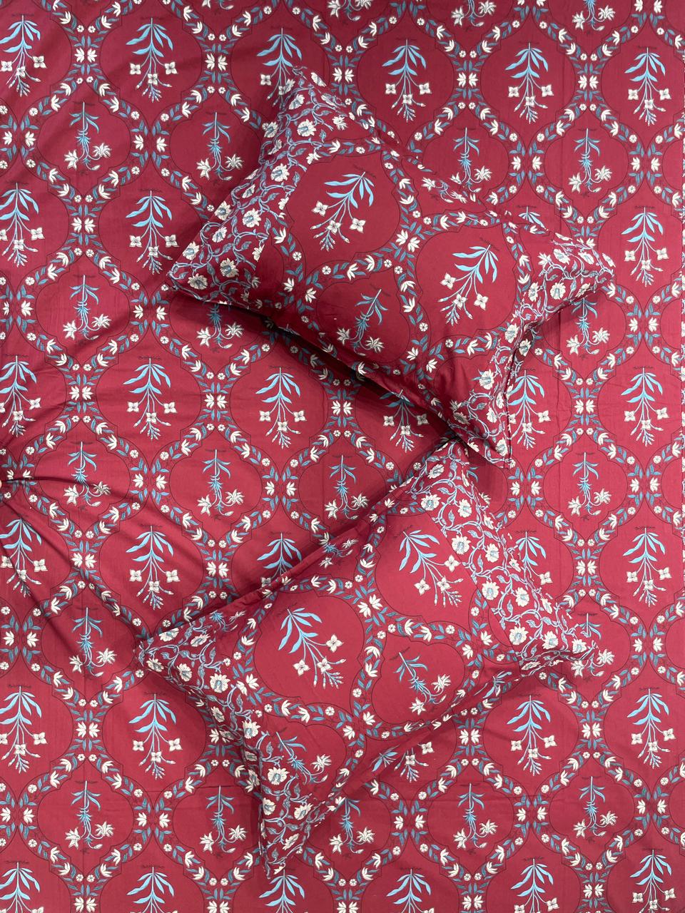 Cotton Block Print Bedsheet-Aaroha Living
