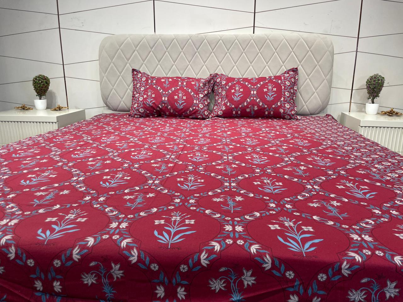 Cotton Block Print Bedsheet-Aaroha Living