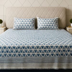 Triangles Prints Cotton Bedsheet-Aaroha Living