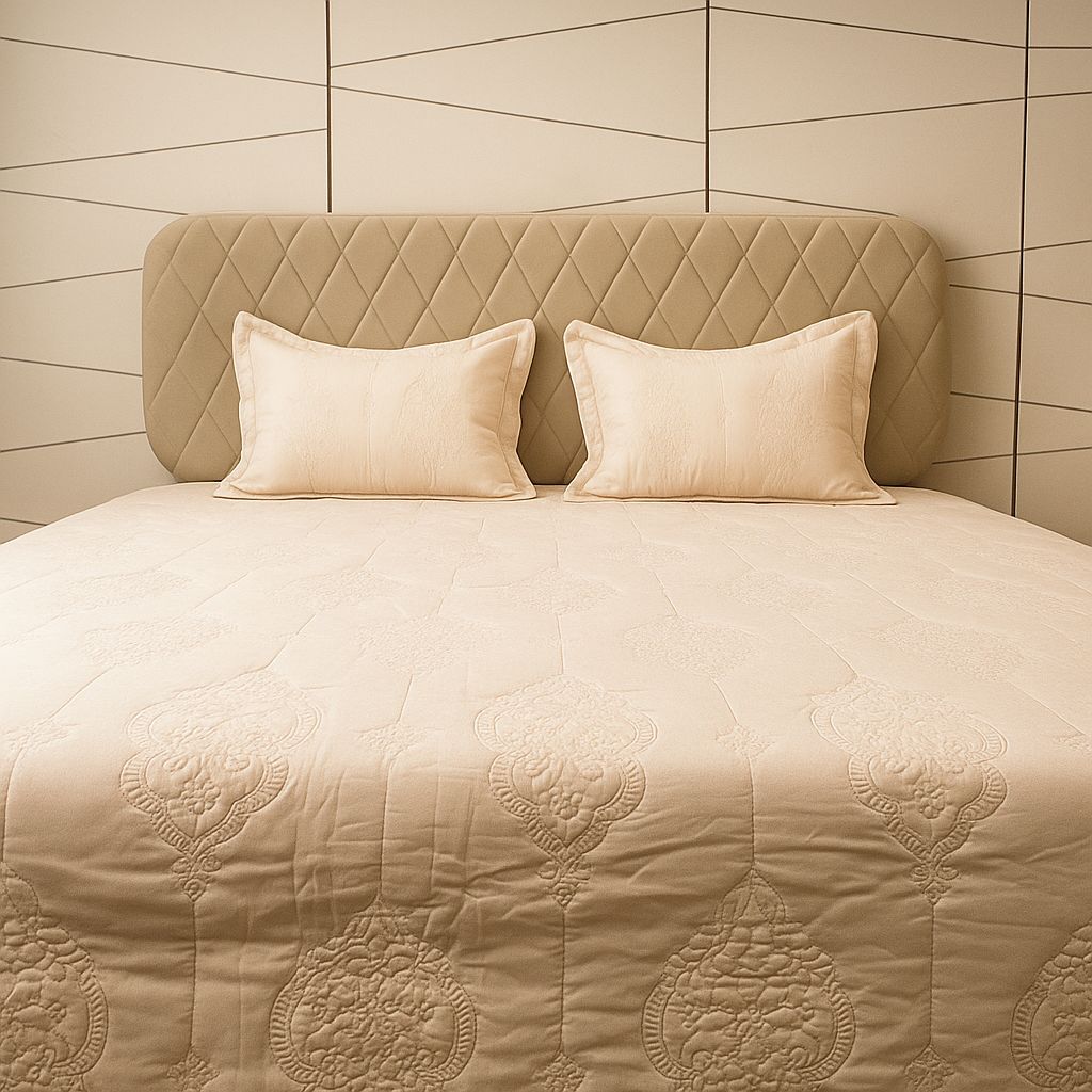 Embroidered Flower Bedcover-Aaroha Living