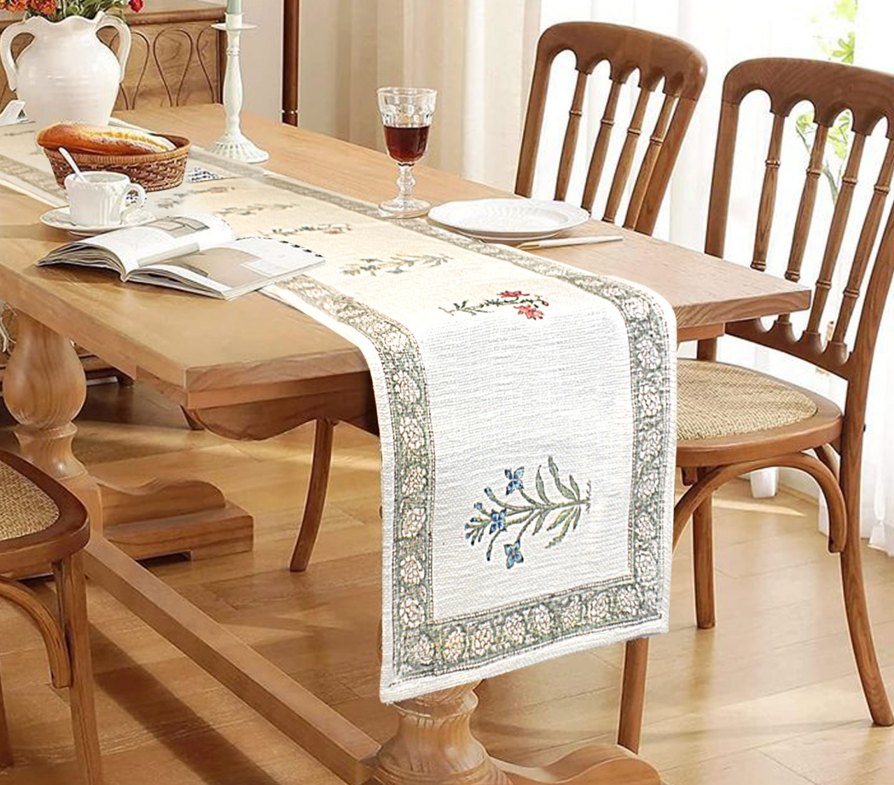 Dining Table Runner with Mat, Napkin-Aaroha Living