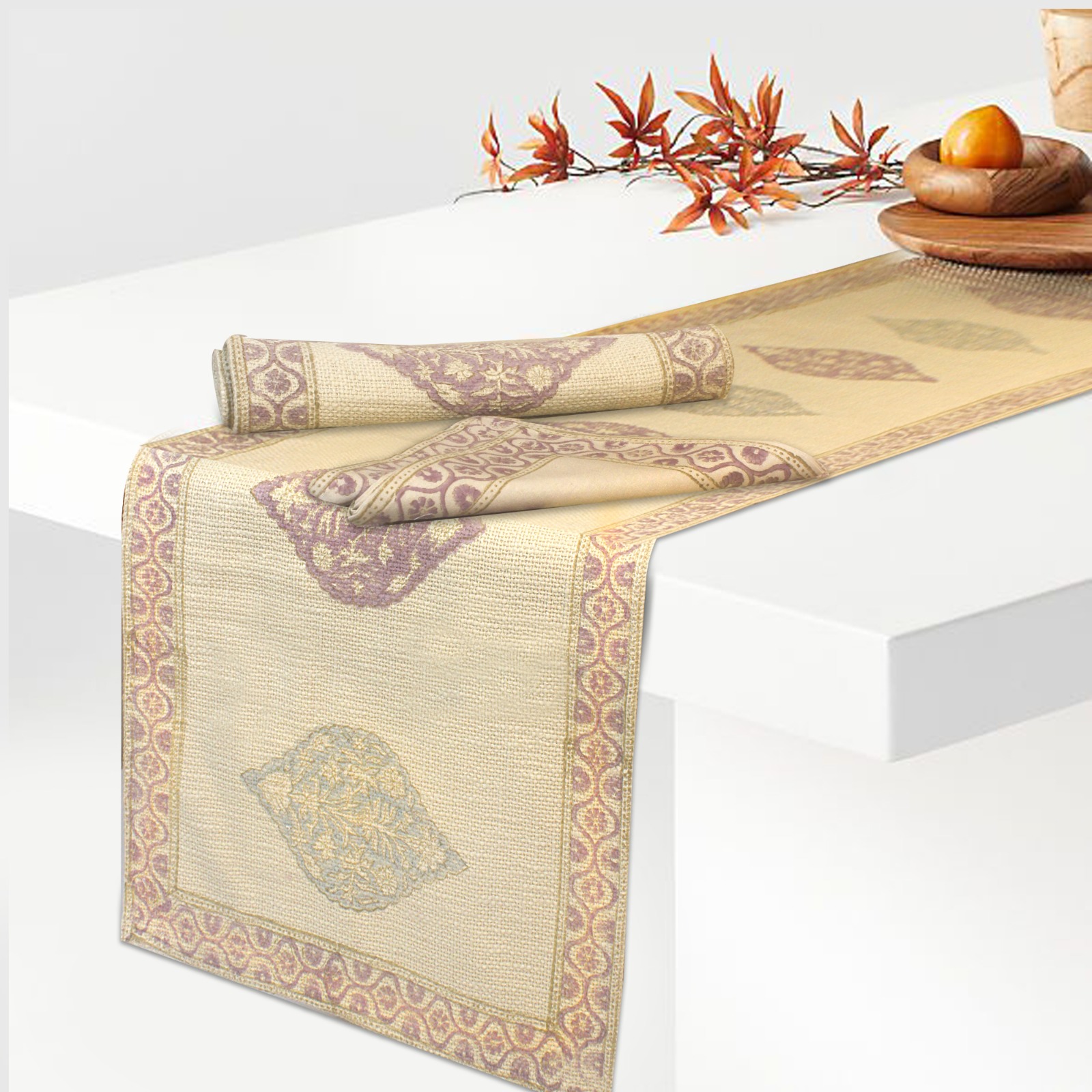 Dining Table Runner with Mat, Napkin-Aaroha Living