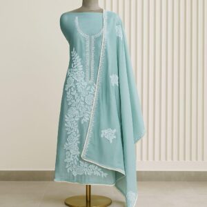 Phoolvika - Blue Tissue Unstitched Suit-Aaroha Living