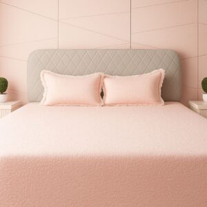 Feather Beige Frill Bedcover-Aaroha Living