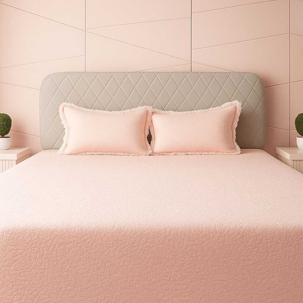 Feather Beige Frill Bedcover-Aaroha Living