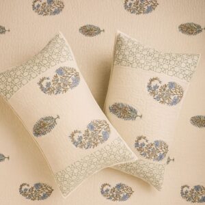 White cotton quilted bedcover-Aaroha Living