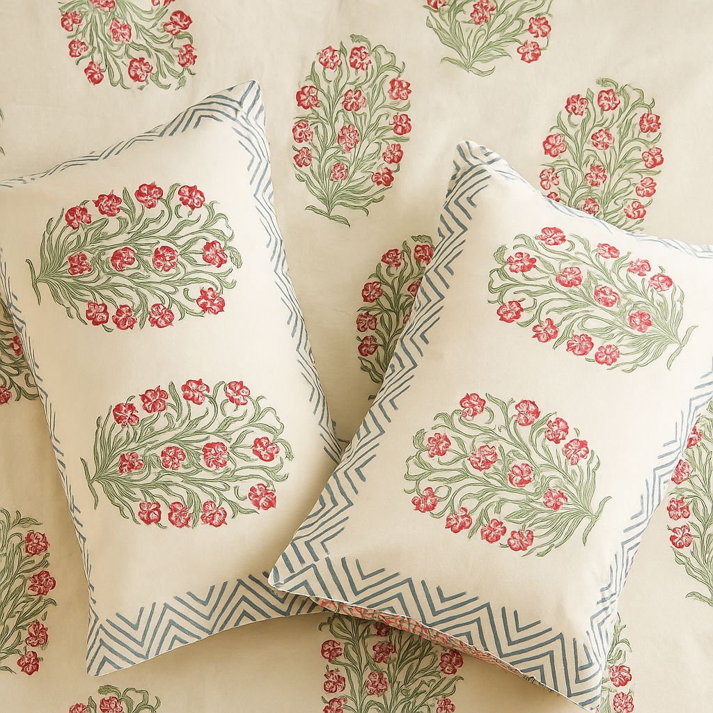 Cotton Block Print Bedsheet-Aaroha Living