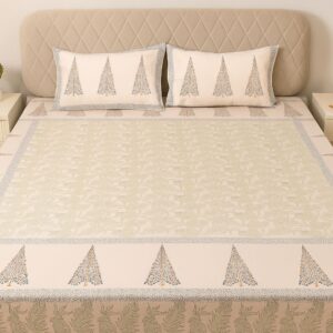 Cotton Block Print Bedsheet-Aaroha Living