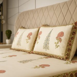 Cotton Block Print Bedsheet-Aaroha Living