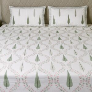 Cotton Block Print Bedsheet-Aaroha Living