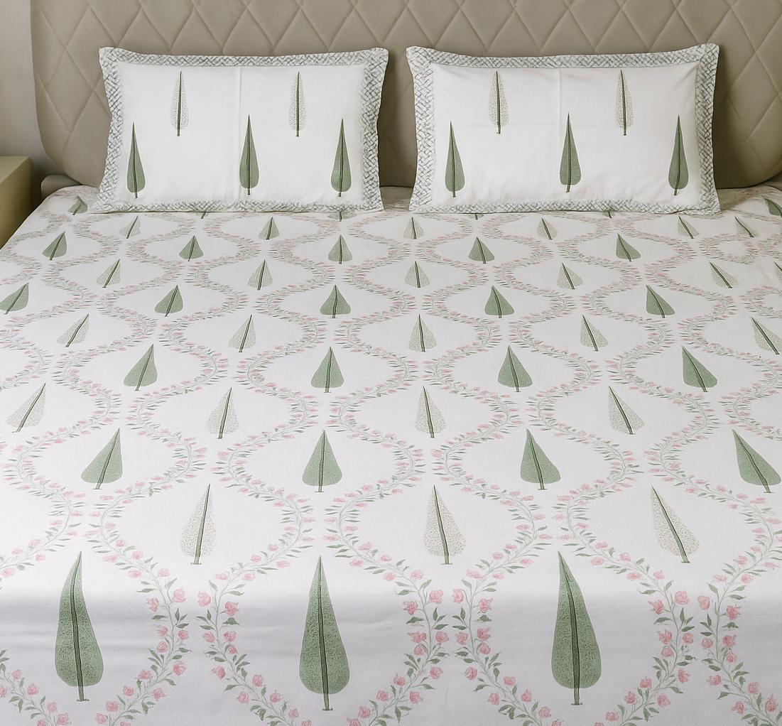 Cotton Block Print Bedsheet-Aaroha Living