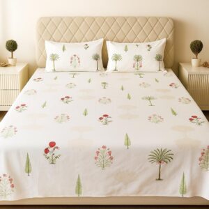 Cotton Block Print Bedsheet-Aaroha Living