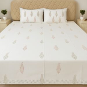 Cotton Block Print Bedsheet-Aaroha Living