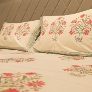 Cotton Block Print Bedsheet-Aaroha Living