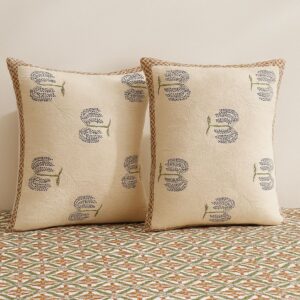 Handcrafted Jacquard Block Print Bedcover-Aaroha Living